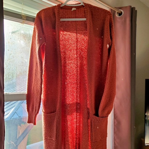 Long rusty color cardigan - Picture 1 of 2